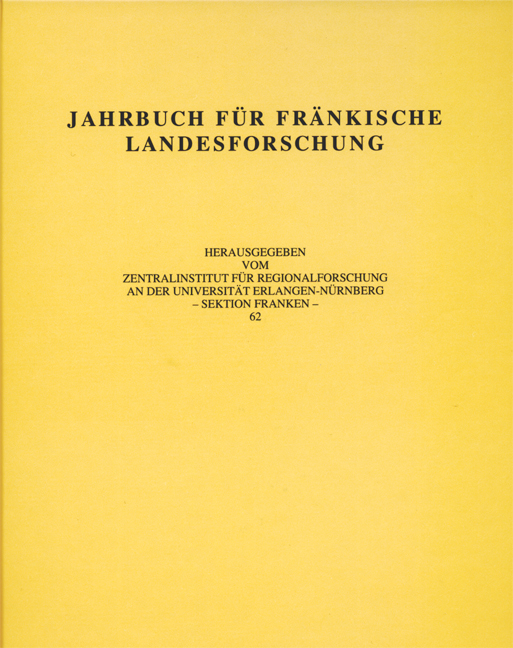 978-3-940049-03-2 - Jahrbuch für fränkische Landesforschung 62 - Titelbild