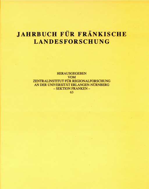 978-3-940049-02-5 - Jahrbuch für fränkische Landesforschung 63 - Titelbild