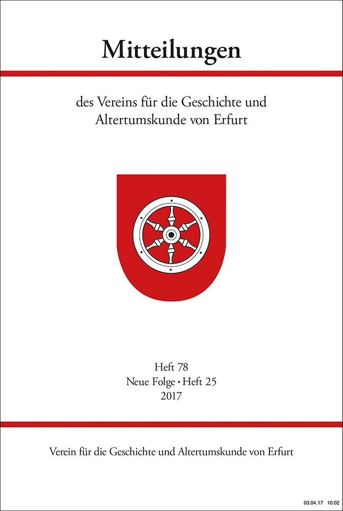 978-3-96049-015-9 - Mitteilungen des Vereins für die Geschichte und Altertumskunde von Erfurt - Titelbild