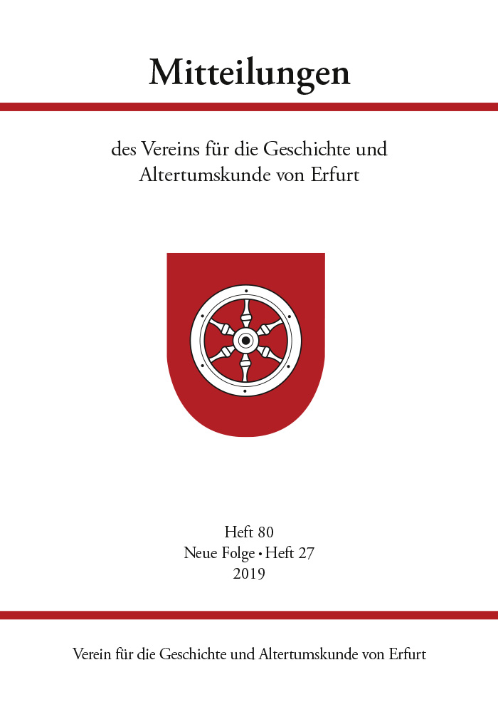 978-3-96049-053-1 - Mitteilungen des Vereins für die Geschichte und Altertumskunde von Erfurt - Titelbild