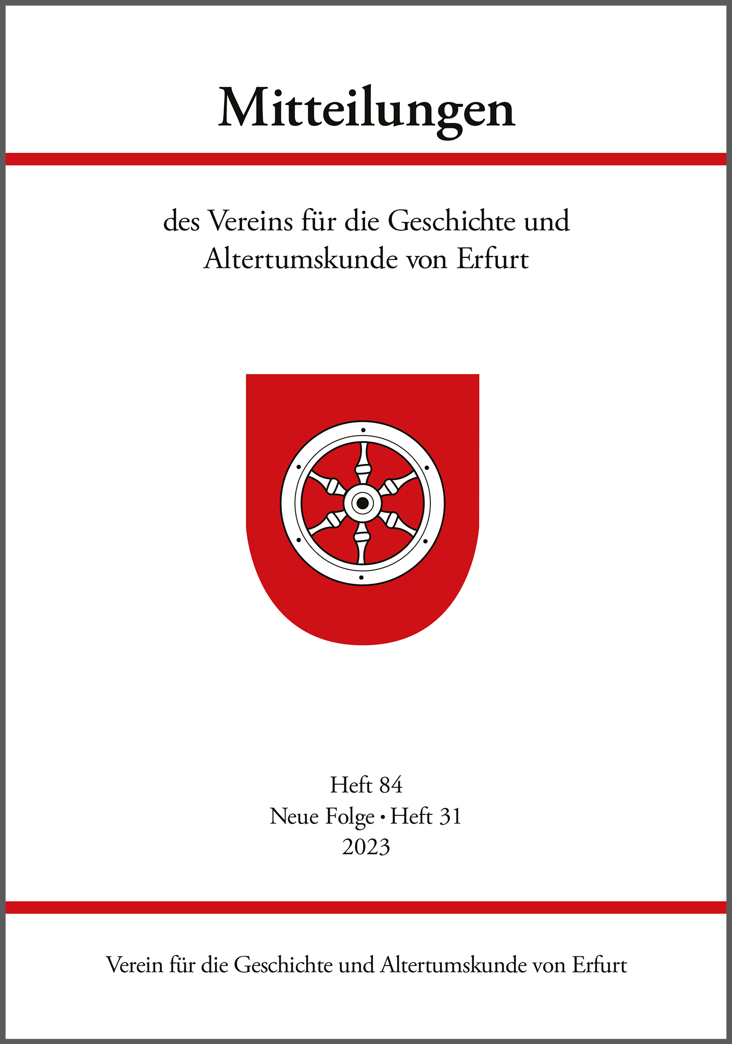 978-3-87707-287-5 - Mitteilungen des Vereins für die Geschichte und Altertumskunde von Erfurt - Titelbild