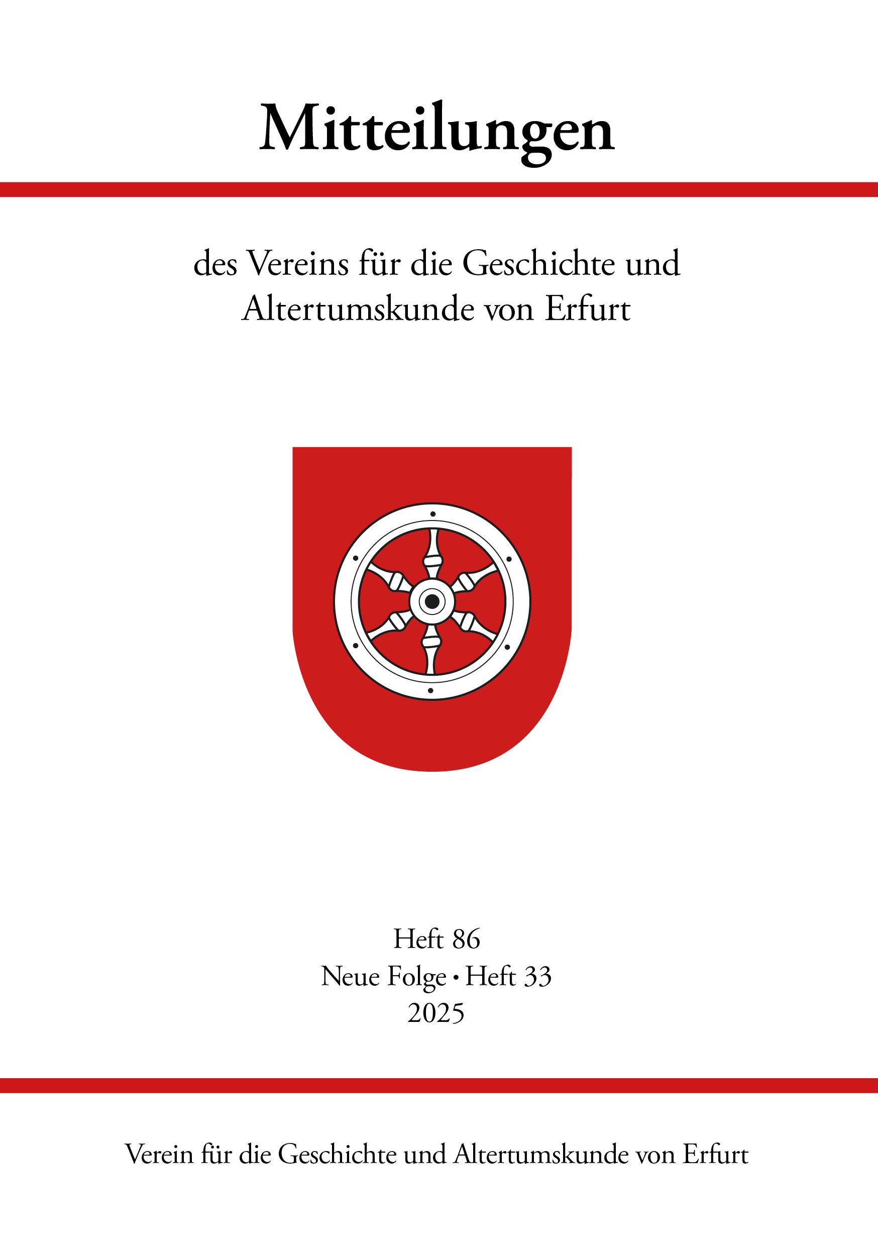978-3-87707-343-8 - Mitteilungen des Vereins für die Geschichte und Altertumskunde von Erfurt, Heft 86 - Titelbild