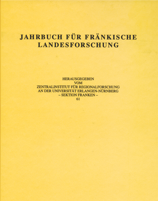 978-3-940049-04-9 - Jahrbuch für fränkische Landesforschung 61 - Titelbild