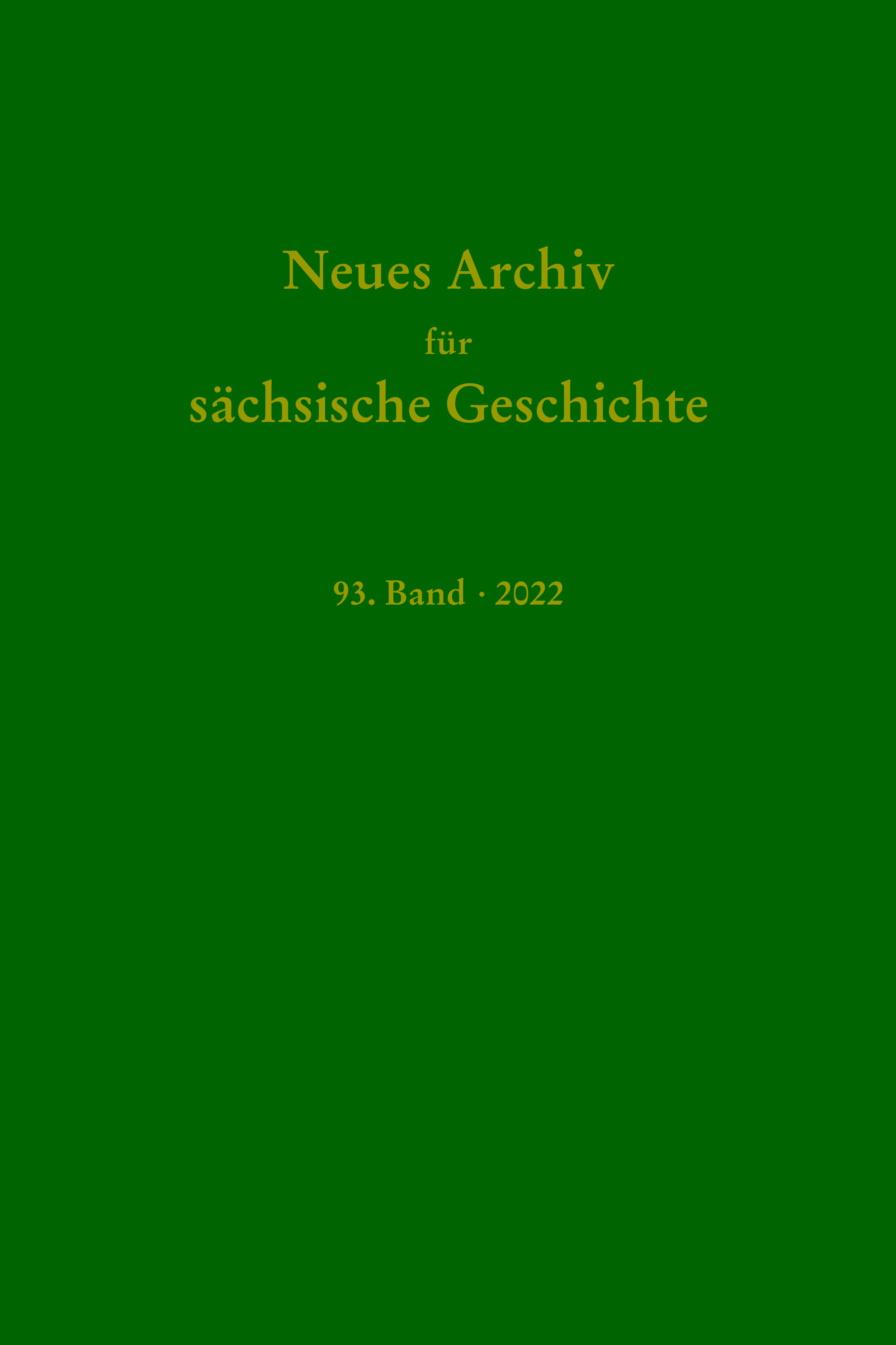 978-3-87707-267-7 - Neues Archiv für sächische Geschichte, 93. Band 2022 - Titelbild