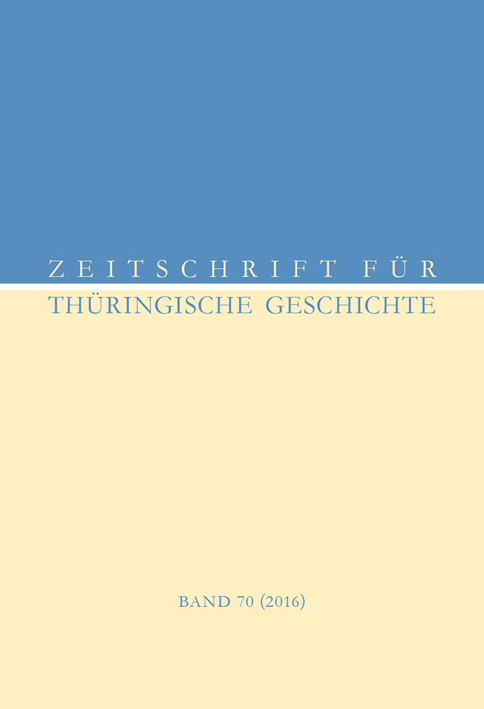 978-3-87707-090-1 - Zeitschrift für Thüringische Geschichte, Band 70 (2016) - Titelbild
